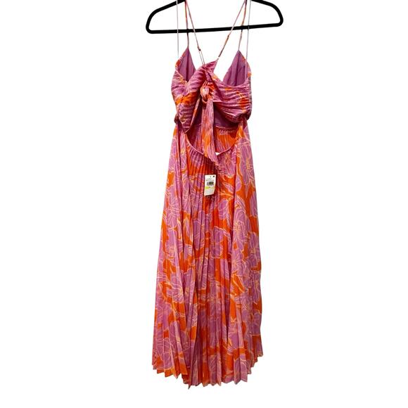ASTR The Label Women's Orange Purple Floral Blythe Floral Midi Dress Size M NWT - Picture 5 of 13